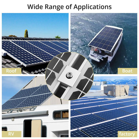 Mid Clamps For Solar Panels Unistrut 30mm 35mm Silver 20 Pack used on roof, boat, RV, and factory for secure assembly
