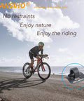 Cyclist on road bike with Alloy Bike Cable Guides Kit With 6 Sets Base And Clip For Bicycle Brake Shifter Derailleur Cables overlay