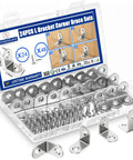 Sturdy Heavy Duty 24 Piece Stainless Steel L Bracket Corner Brace Set With 48 Screws in packaging, ideal for shelves and furniture support.