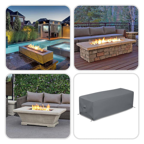Rectangular Fire Pit Cover 48 Inch Long 25 Inch Wide 18 Inch High Heavy Duty Tough As Nails Waterproof 12 Oz PVC Coated Polyester