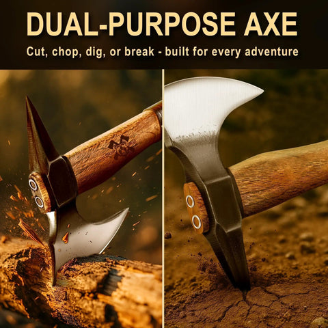 15 Inch Camping Hatchet Survival Axe With Sheath High Carbon Steel Blade Wood Handle Anti Slip Grip chopping wood