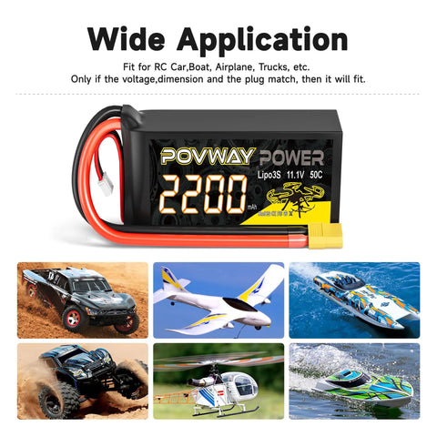 3S 2200mAh 11.1V Lipo Battery Pack With 50C Discharge And XT60 Plug, Shorty Form Factor, Soft Case For RC Cars and Drones