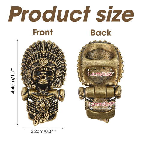 Brass Paracord Buckles Shackles For EDC Braided Rope Locking Bracelet Buckle front and back view, 4.4x2.2 cm, antique bronze