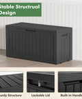 Durable Resin Wood Look Outdoor Storage Box With Lockable Lid, Weatherproof 85 Gallon Deck Box For Patio Backyard And Garden
