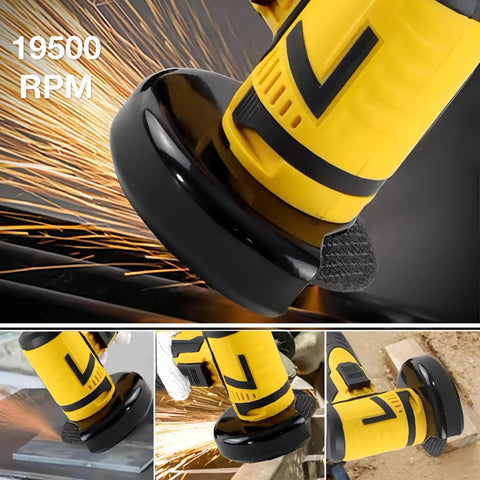 Powerhouse Cordless Angle Grinder For Quick Cuts And Polishing, Portable Mini Tile Cutter Tool With 19500 RPM visible cutting metal