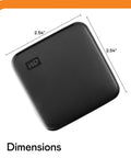 2TB Portable SSD With USB 3 For Quick File Transfers On The Go, featuring 2.54-inch dimensions and compact square design