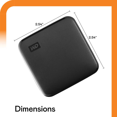 2TB Portable SSD With USB 3 For Quick File Transfers On The Go, featuring 2.54-inch dimensions and compact square design