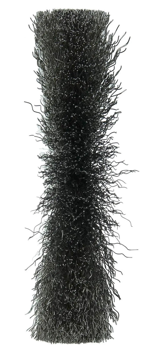6 Inch Narrow Face Crimped Wire Wheel With Stainless Fill 0.0118 Inch, 5/8 To 1/2 Inch Arbor, close-up showing wire detail