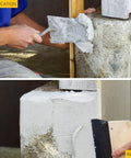 Application and result of Gray Ready Mix Concrete Patch For Spalls And Cracks In Concrete And Masonry Textured Finish Fast Dry Fix Up That Will Not Shrink Durable 1 Qt Pack Of 1 For Easy DIY Fixes on corner wall
