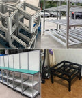 Sleek 1000mm T-Slot Aluminum Profile Extrusion Rail For CNC Frames And 3D Printer Parts, displaying various frames and structures.