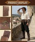 Top Shelf Medieval Adventurer Kit Beefy Leather Belt with Fitted Arm Bracers and Canvas Coin Purse in outdoor setting.
