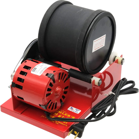 AR1 Rock Tumbler Kit With One Quart Rubber Barrel That Holds Three Pounds Of Rocks 110V 60Hz Polisher, red base view