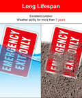 Badass 2 Pack 10X7 Emergency Exit Only Signs Heavy Duty Rust Free Aluminum shown underwater and in dirt for durability.
