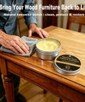 Premium Beeswax Wood Polish That Keeps Your Furniture Lookin Sharp And Ready For The Long Haul on a polished wood table.