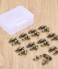 Old School Vintage Iron Key Hasp Lock Set 10 Pieces 29x33mm Antique Bronze Horn Style Decorative Latch Hasps for Jewelry Boxes