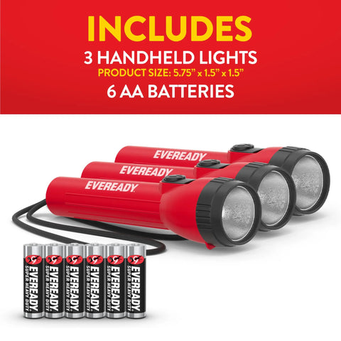 3 Pack LED Flashlights For Emergencies And Camping Gear, Ultra Bright Handheld Lights With AA Batteries Included, side view