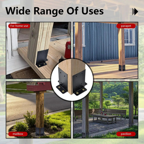 4 Pack Post Anchor Brackets Kit For 4x4 6x6 8x8 Wood Posts demonstrating various usage scenarios on decks and porches