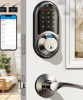 Trade In Your Heavy Keys For This Ultra Fast Fingerprint Smart Lock With Two Lever Handles In Clean Satin Nickel Finish delivers easy remote entry.