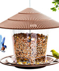 Outdoor Hanging Bird Feeder For Wild Birds Squirrelproof Seed Feeder With Durable Metal Rope Twist Lock And Easy Fill Design In Brown Weatherproof Finish For Garden Backyards