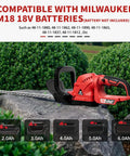 Cordless Hedge Trimmer With Swivel Handle and 52cm Dual-Action Blade on a rock, M18 Battery Compatible.