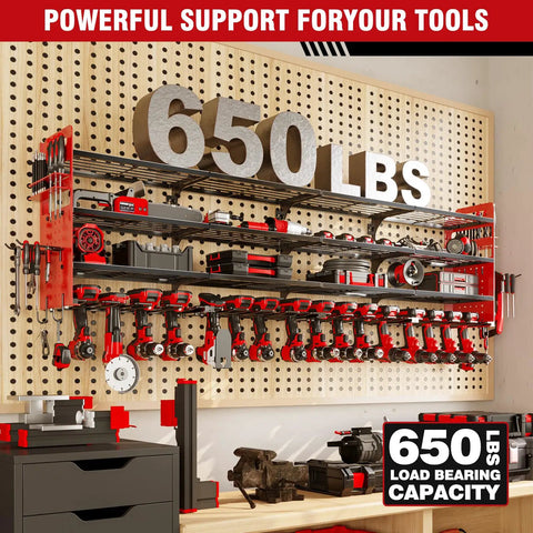 Gear Up Your Garage With This Beast Power Tools Organizer Wall Mount Featuring 16 Drill Holders, red 65-inch frame display