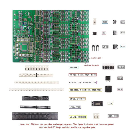 Three Pack SMD Soldering Practice Kit For SMT Training Boards With Easy To Hard Components Showing Components Layout