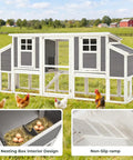 98 Inch Large Wooden Chicken Coop For 6 To 8 Chickens with pull-out tray, four nesting boxes, dual roosting perches, outdoor view.