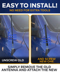 Ford F-150 1997-2004 6.34 Inch Short Antenna Mast installation comparison on blue vehicle