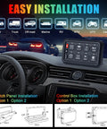 RGB 8 Gang Switch Panel High Power Multifunction Toggle Box With Waterproof Housing on car dashboard installation
