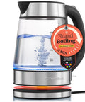 Fast Boil Electric Kettle For Coffee And Tea 1.7L Water Boiler 1500W Borosilicate Glass with LED light and cool-touch handle