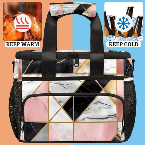 Insulated Picnic Backpack With Thick Padding And Soft Lining, Geometric Texture, Roomy for Lunches, Drinks, Snacks, Keeps Fresh