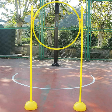 Dope High Speed Drone Racing Obstacle Course Kit With 60cm Takeoff Pad hoop obstacle on court with trees in background