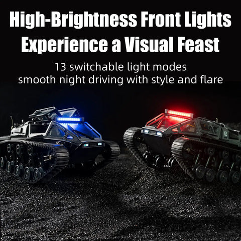 Two 1 16th Scale Military RC Tanks Off Road Crawler with 4WD Adjustable Speed and Steering night display high-brightness lights