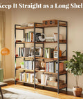 Sturdy 5 Tier Display Bookcase With 10 Open Shelves And Raised Backboard, 47.2 Inch Wide Shelf Unit With Metal Frame And Wooden Board