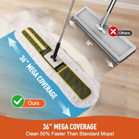 Built Tough 36 Inch Commercial Dust Mop With Telescoping Handle For Hardwood Floors Tile Laminate And Concrete wide head sweeping dust.