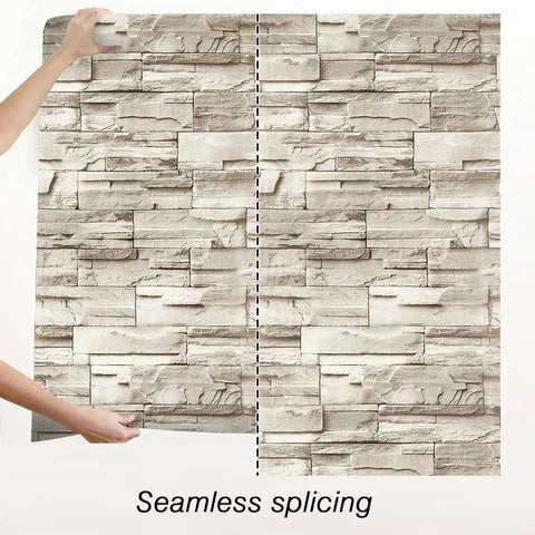 Stone Brick Wallpaper Peel And Stick Vinyl For Walls 17.7 In By 118.1 In Removable Backsplash with seamless splicing demo