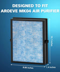 Replacement 4 Layer HEPA Filter For MK04 Air Purifier Fits MK04 And MK04LX with dimensions 10.7x8.89x1.4 inches