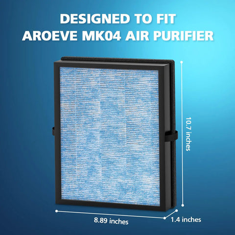 Replacement 4 Layer HEPA Filter For MK04 Air Purifier Fits MK04 And MK04LX with dimensions 10.7x8.89x1.4 inches