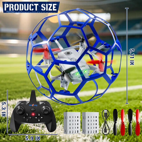 Rad Remote Control Helicopter Toy For Kids 8 To 16, 2.4 GHz with Lighted Flying Ball, 360° Flips, Headless Mode, blue soccer-style design