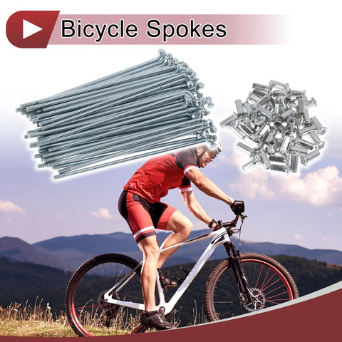 48 Piece Set Of 10G Bicycle Spokes 125mm Silver Tone Galvanized Carbon Steel Wheel Spokes For Bike Rims Durable Replacements