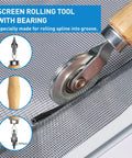 DIY Five In One Window Screen Repair Kit With Screen Roller Tool Spline Removal Hook And Clips 32 Feet Retainer Spline And Screen Cutter