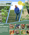 A woman in a garden behind Beefed Up Hardware Cloth One Half Inch Mesh 48 Inch Wide 100 Foot Long Vinyl PVC Coated Welded Wire Mesh.
