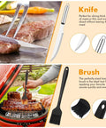 All In One Grill Tools Set 15 Pcs Stainless Steel BBQ Accessories Kit With Portable Carry Bag knife and basting brush detail