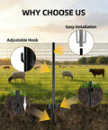 Heavy Duty 6Ft No Dig U Post Fence Posts For Wire Fences, Galvanized Steel Garden Posts installed with wire fencing in field
