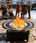 40 Inch Adjustable Fire Pit Surround Tabletop for Bonfire and Ranger Stoves, powder-coated steel top, outdoor use, 360° view