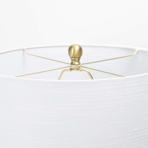 Close-up of the linen shade top of Tucson 28 Inch Ceramic Table Lamp With Linen Shade For Living Room, Bedroom Or Entryway On Off Switch