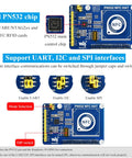 NFC HAT For Raspberry Pi 5 4B 3B Plus 3B 2B A Plus Zero W WH Zero 2W Pico Pico 2W With PN532 Chip, 13.56 MHz showing interfaces