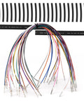 Harley Touring Handlebar Wiring Extension Harness Kit With Switch Control Wires for 1996 to 2006 models, multicolored with heat shrink.