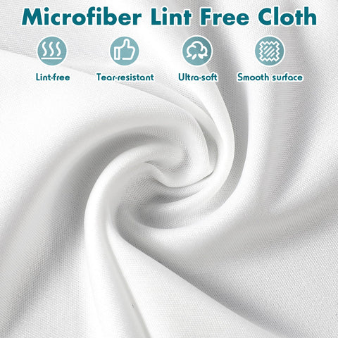 Pro Grade Cleanroom Microfiber Wipes 100 Pack, Lint Free Disposable Lab Cloths, 6x6 Inch, close-up of cloth texture, swirl design.