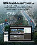 Laptop and smartphone display GPS route and speed tracking with F9 Dual Dash Cam 4K Front And Rear 1080P With WiFi GPS App Control.
